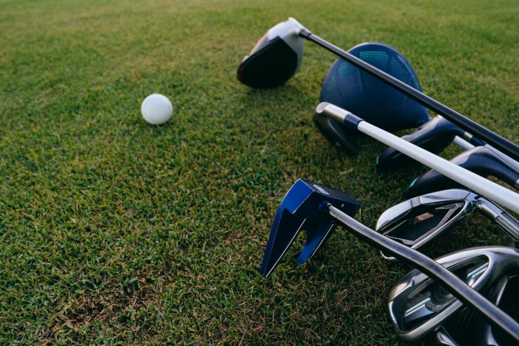 A close-up of golf equipment commonly used in tournaments — Dungeness golf tournaments
