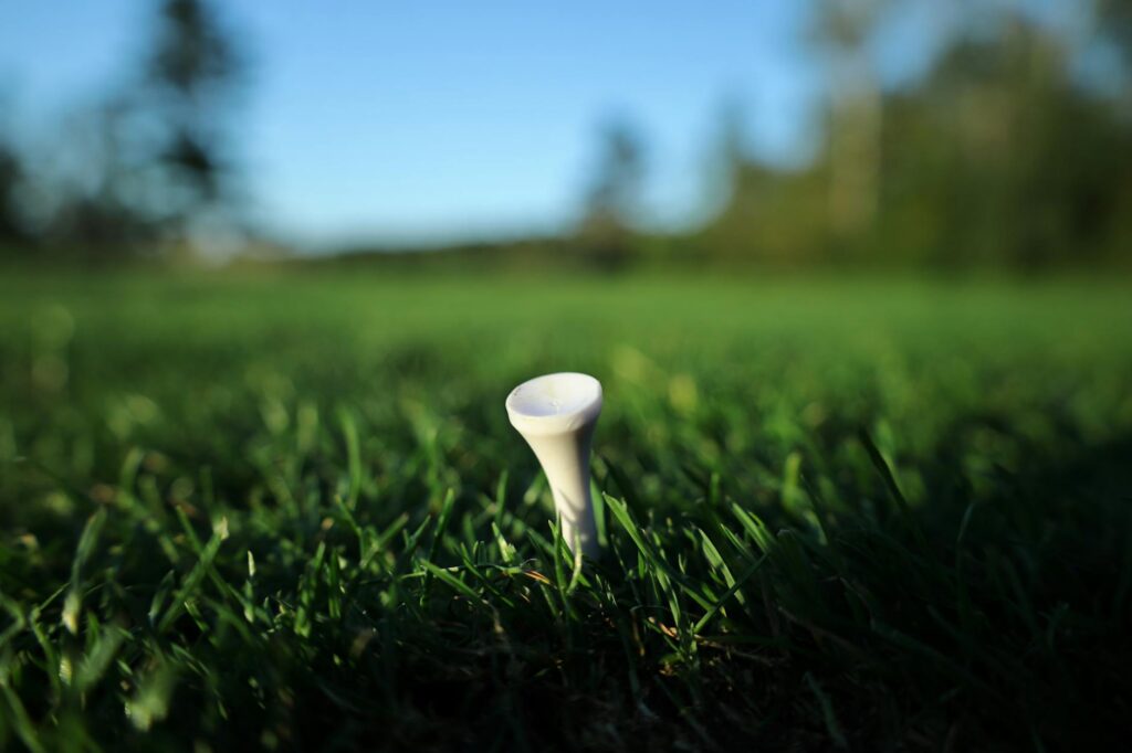 A close-up of the tee box at Dungeness Golf — Dungeness Golf tee times