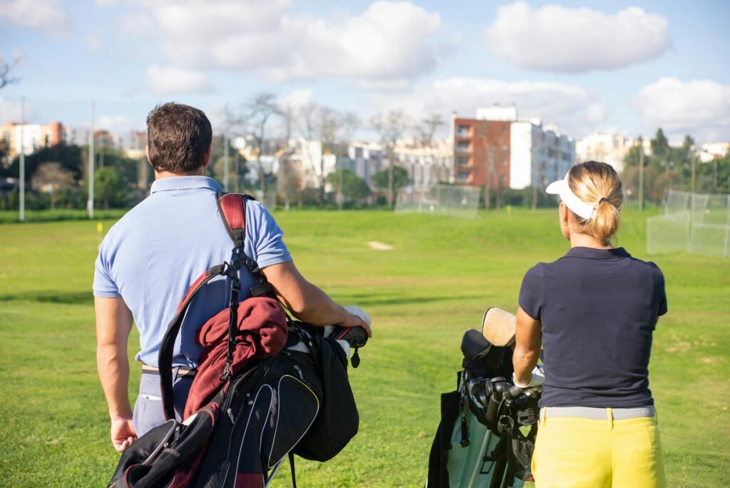 A selection of healthy snacks and water bottles prepared for a day of golfing. — golf packing list Dungeness
