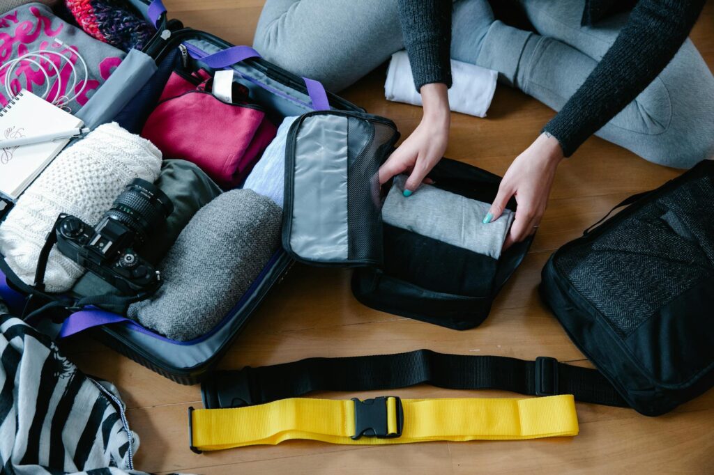 A neatly packed golf bag with essential gear for a trip to Dungeness. — golf trip packing list Dungeness