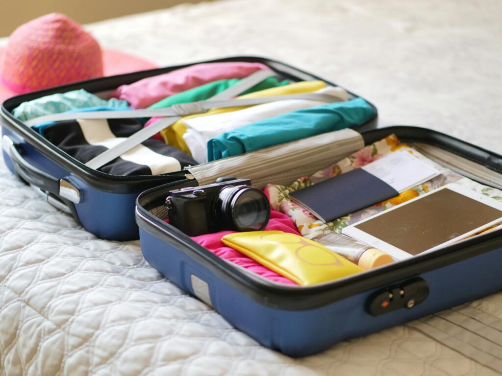 An array of golf travel essentials packed for a trip to Dungeness. — golf trip Dungeness