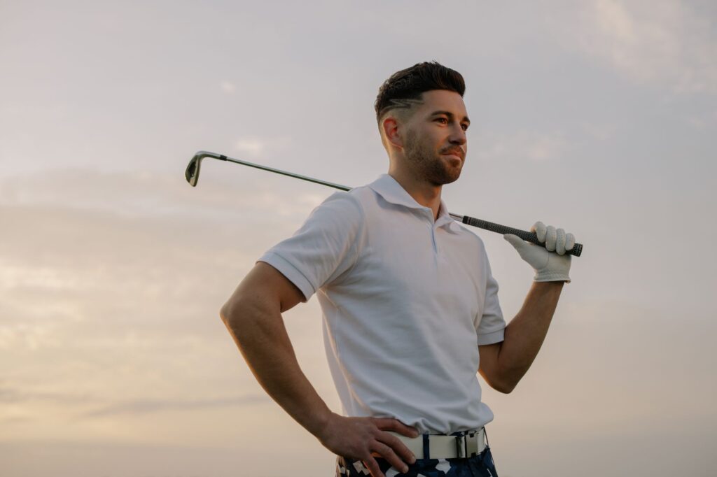 A close-up of a golfer's face showing determination and confidence. — golf mental game
