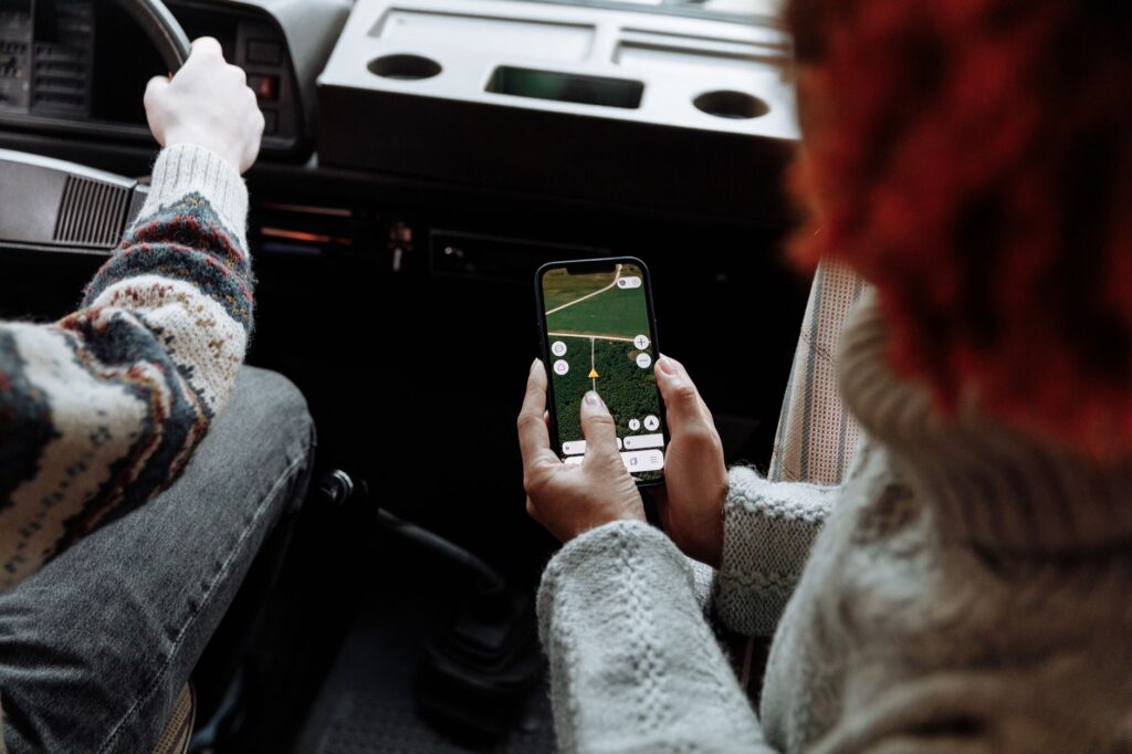 A rangefinder and golf GPS app displayed on a smartphone — Dungeness golf gear
