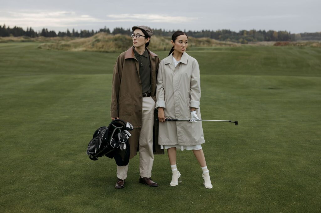 An assortment of waterproof golf apparel suitable for Dungeness weather. — golf equipment Dungeness
