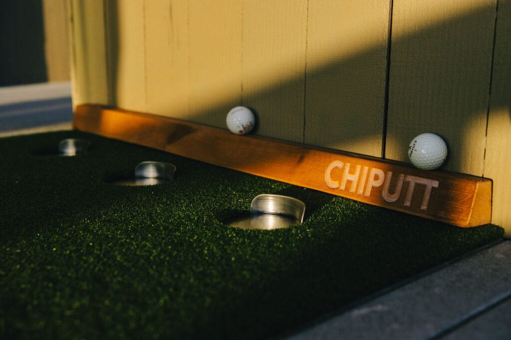 Close-up of a golfer navigating a challenging hole at Dungeness. — Dungeness golf features