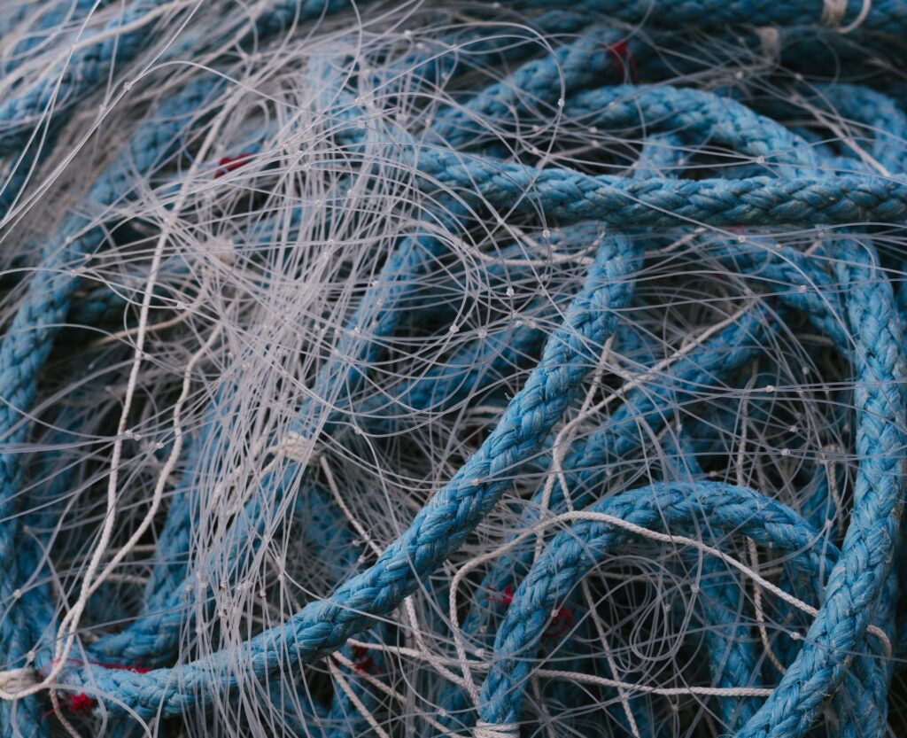 A close-up of the material quality of a durable golf practice net.