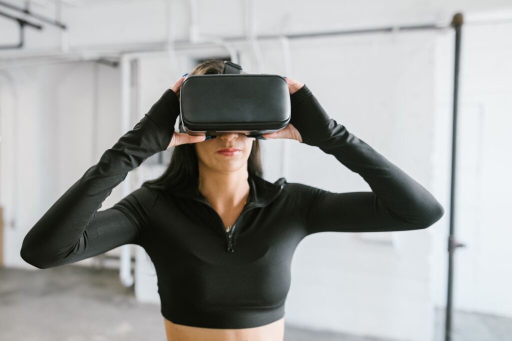 A golfer using a virtual reality headset during a training session. — golf technology trends