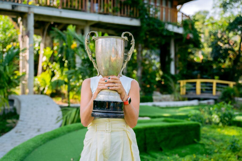 A close-up of the trophy awarded at a Dungeness golf tournament. — Dungeness golf tournaments 2026