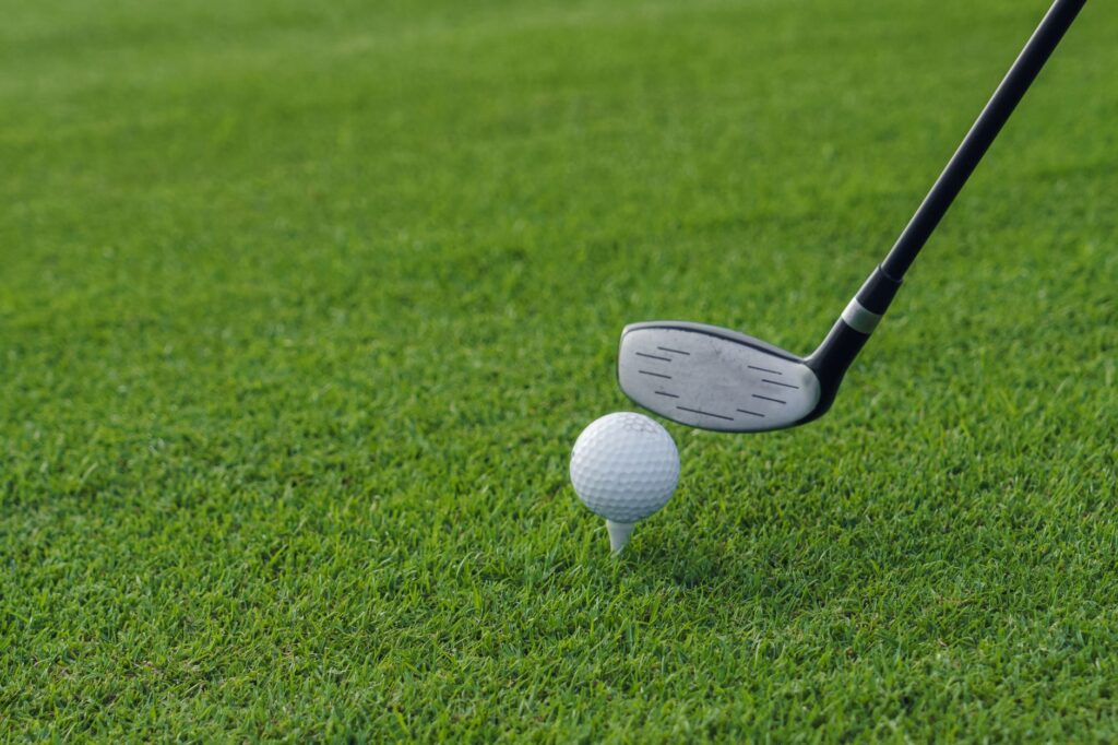 A golfer teeing off at a scenic hole in Dungeness. — golf courses in Dungeness