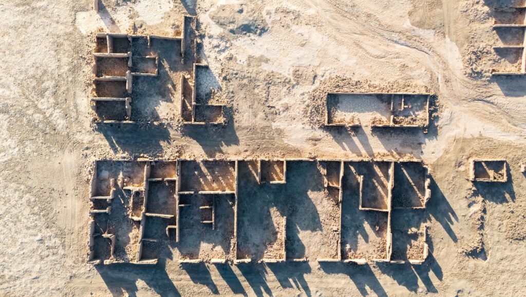 An aerial shot of The Old Dungeness Links, showcasing its layout. — best golf courses Dungeness