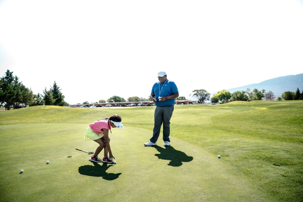 An image showing a group lesson at Dungeness Golf with an instructor. — swing tips Dungeness Golf