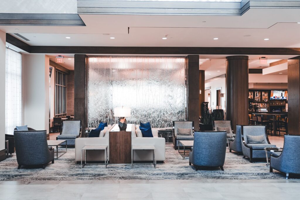 An inviting hotel lobby that caters to golfers visiting Dungeness. — golf trip to Dungeness guide
