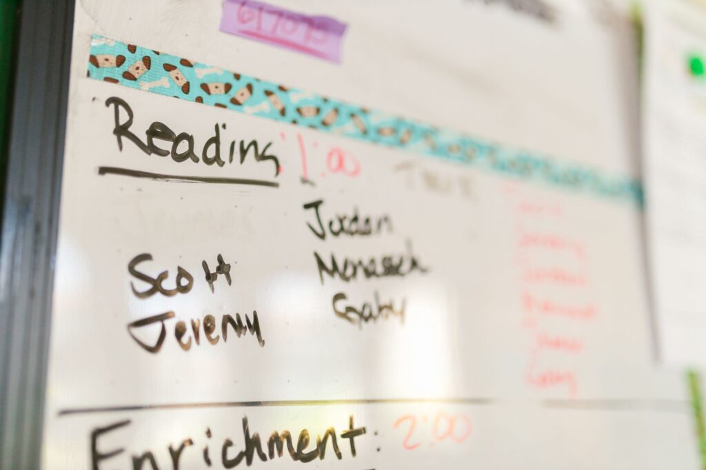 An organized practice schedule on a whiteboard with daily goals. — golf routine tips