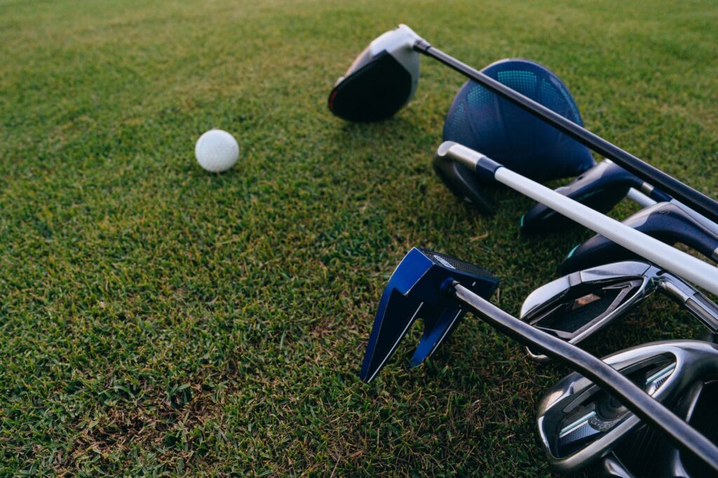 Close-up of a golf club selection for a tight fairway shot, focusing on decision-making. — tight fairway golf