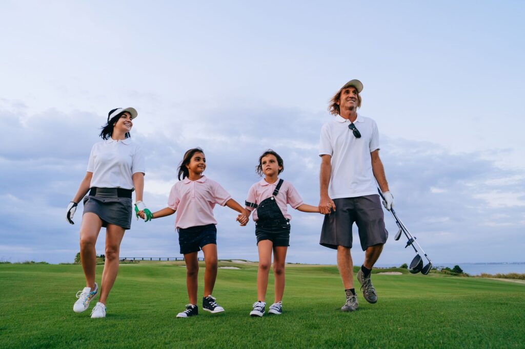 Golfing gear and accessories suitable for kids at a Dungeness course. — family golf activities Dungeness