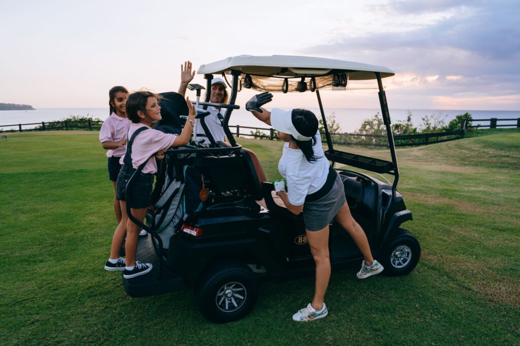 A group of golfers demonstrating proper etiquette on the course. — Dungeness golf etiquette